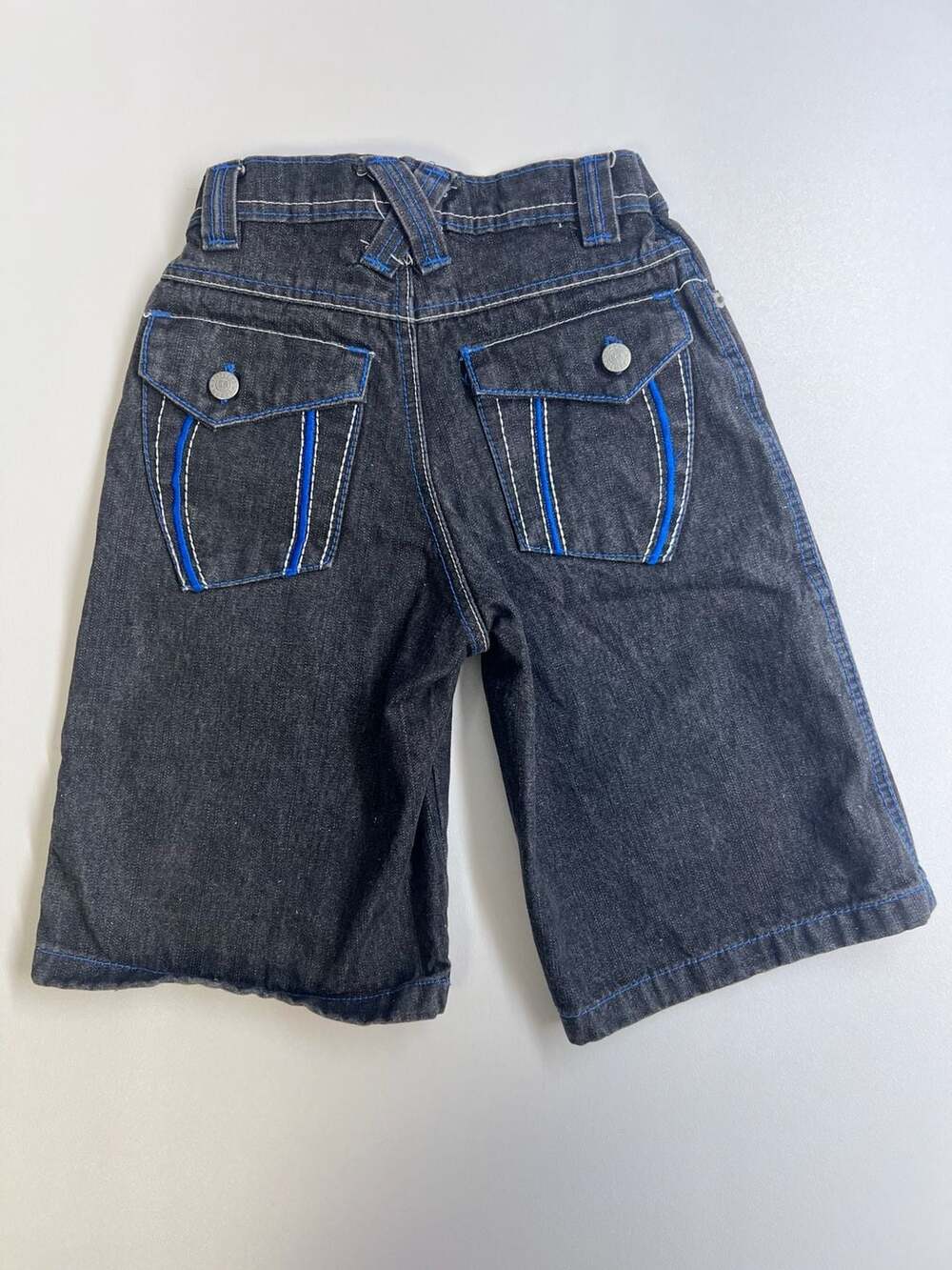 Vintage Urban Extreme Jorts Black Denim Shorts Youth Kids Sz 7 Blue Stitch 0299